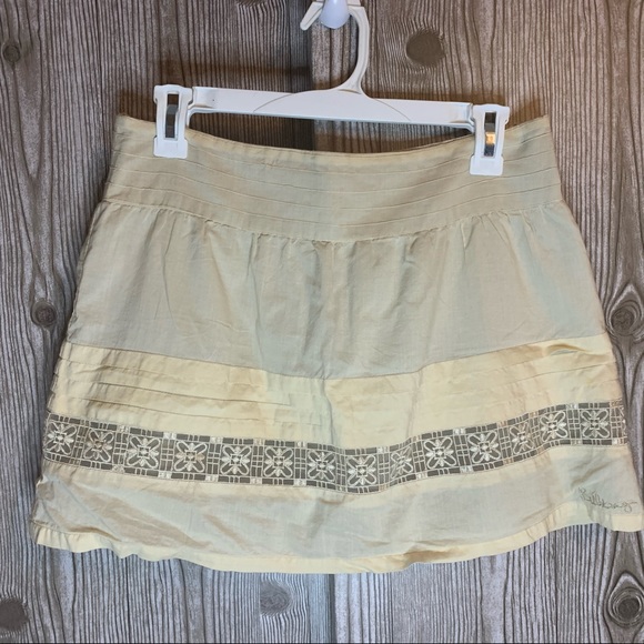 Billabong Skirt 3 Cream Lined Zipper geometric boho a line bohemian beach vacay - Picture 9 of 9